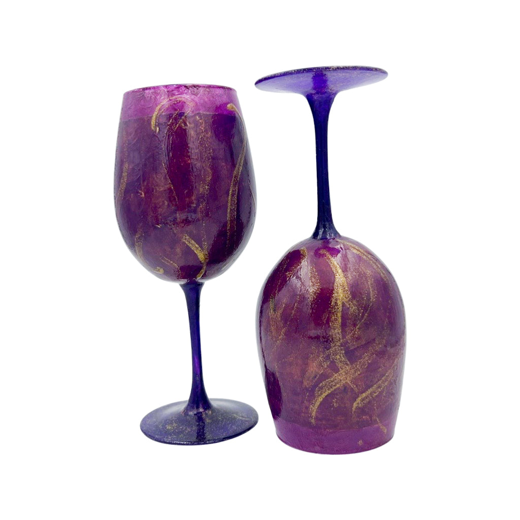 Purple and Gold Galaxy Wine Glass Set