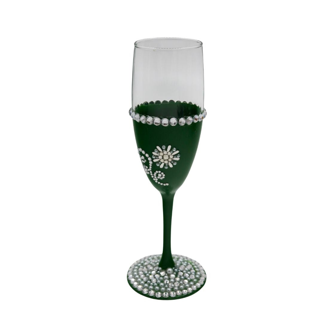 Green Sparkling Champagne Toasting Flute Set