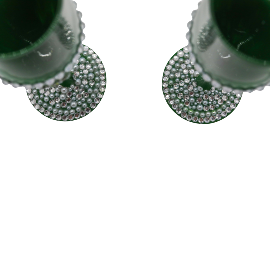 Green Sparkling Champagne Toasting Flute Set