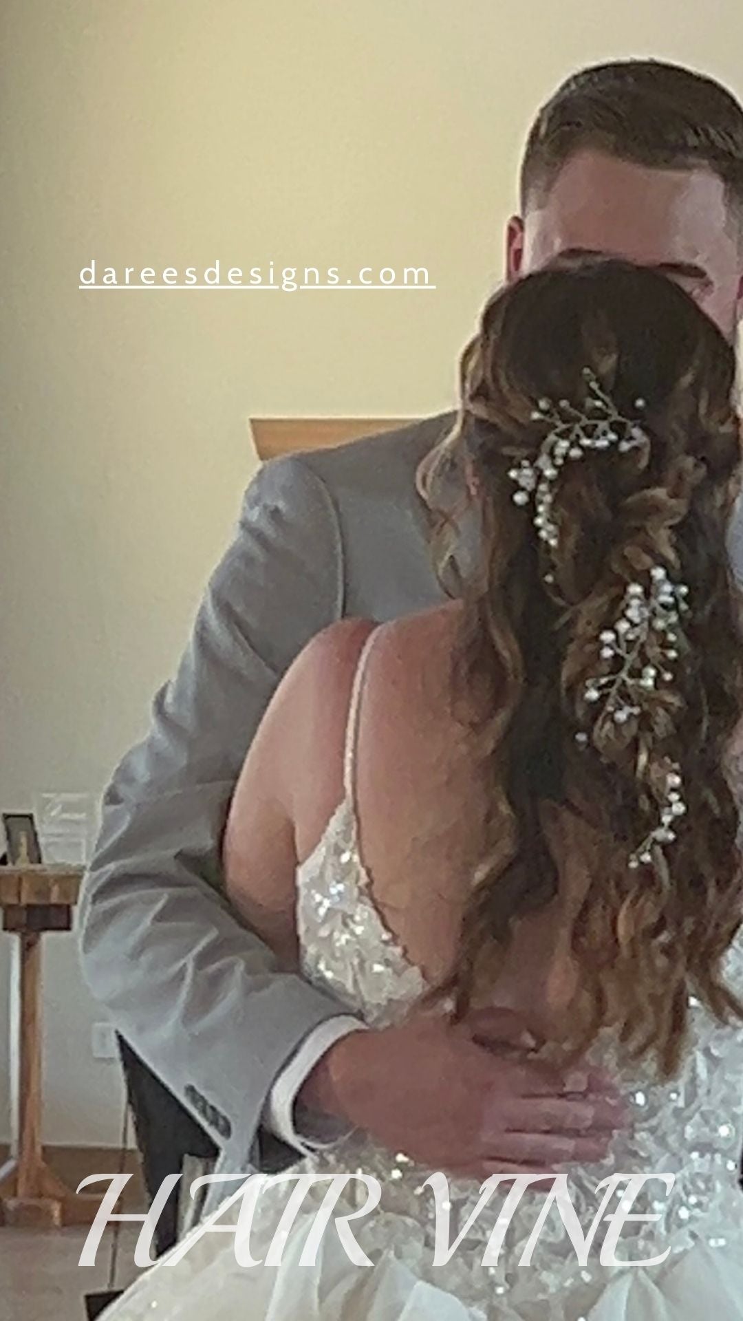 Handcrafted Pearl & Crystal Bridal Hair Vine – 18” Cream and White Wedding Hair Accessory