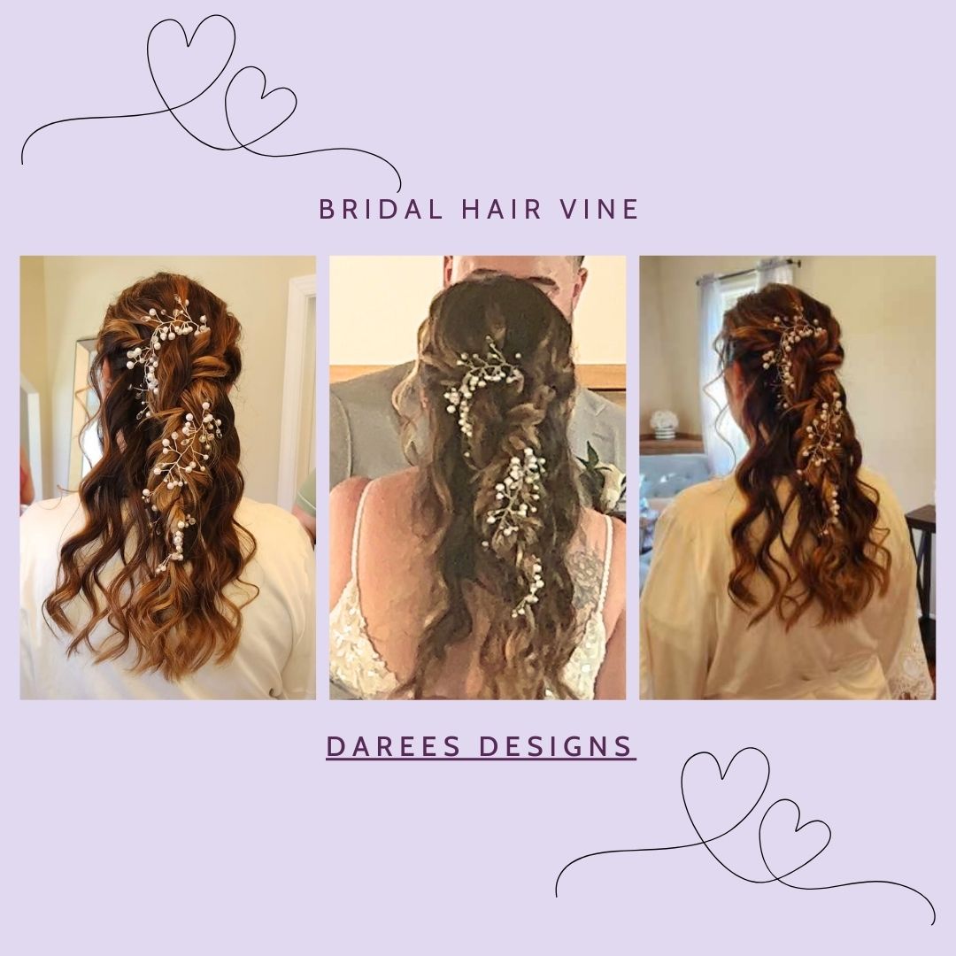 Handcrafted Pearl & Crystal Bridal Hair Vine – 18” Cream and White Wedding Hair Accessory