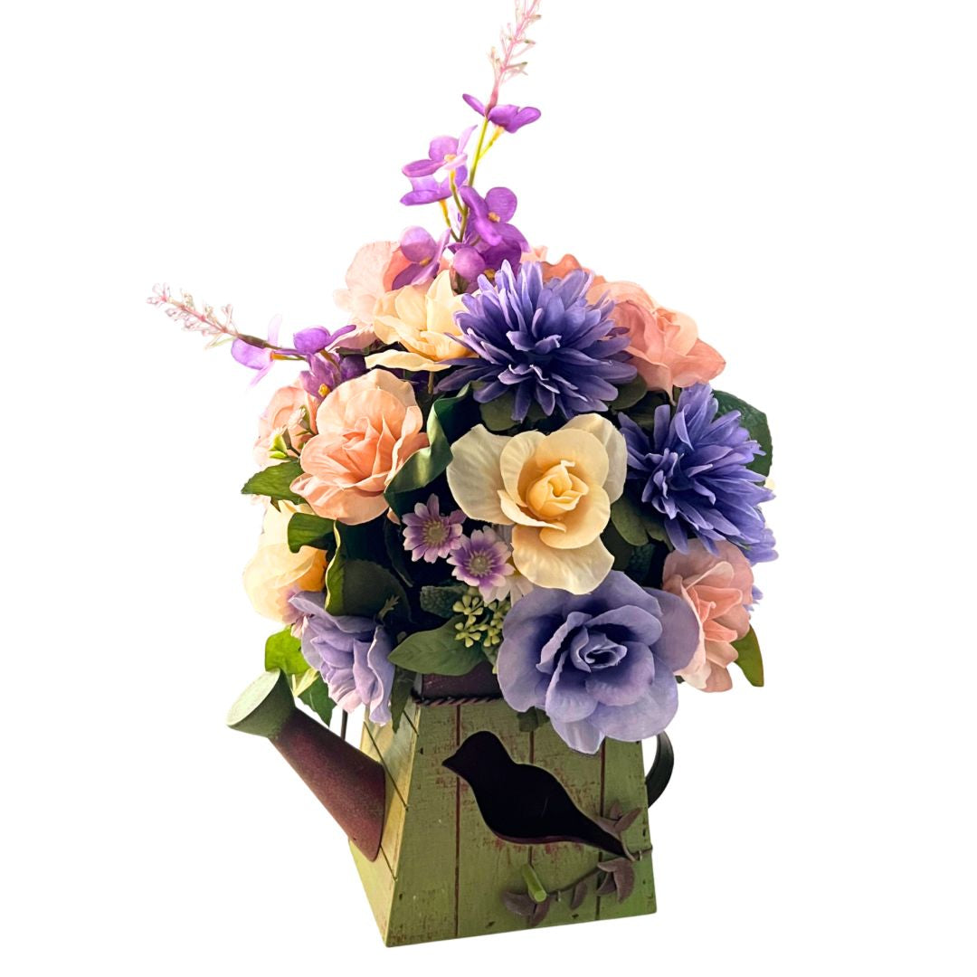Watering Can Floral Centerpiece - Cottage Garden Table Decor - Ready to Ship