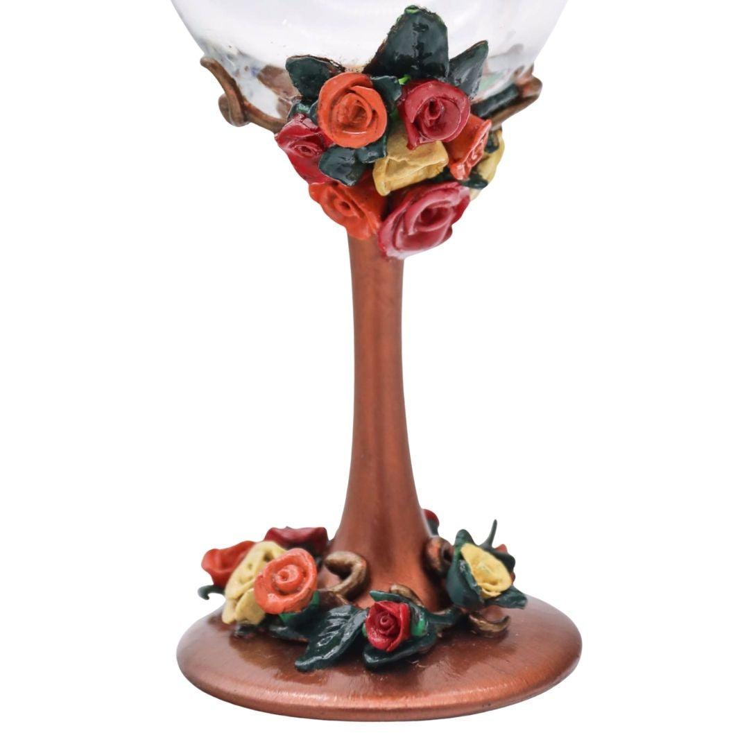 Wine Glass Set Floral Stem Wedding Anniversary Gift Custom Colors
