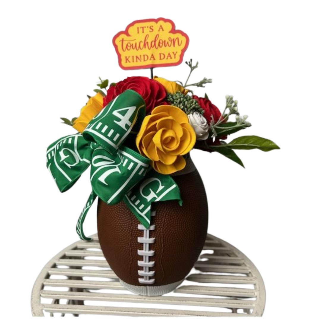 Sola Wood Flower Football Centerpiece
