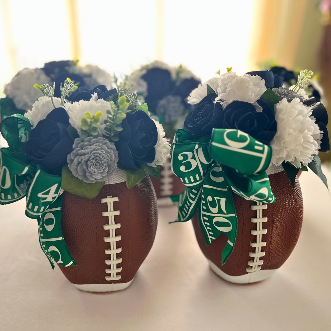 Sola Wood Flower Football Centerpiece