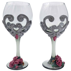 Victorian Gothic Wine Glasses with Burgundy Roses