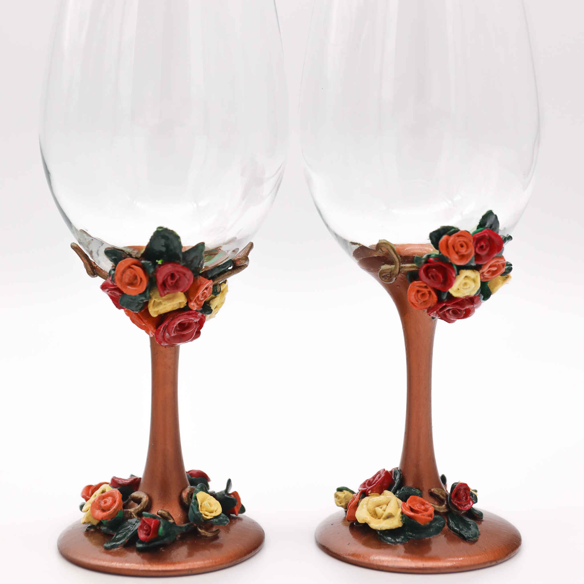 Hand Painted Drinking Glasses Set Unique Floral Drinking Glass Set