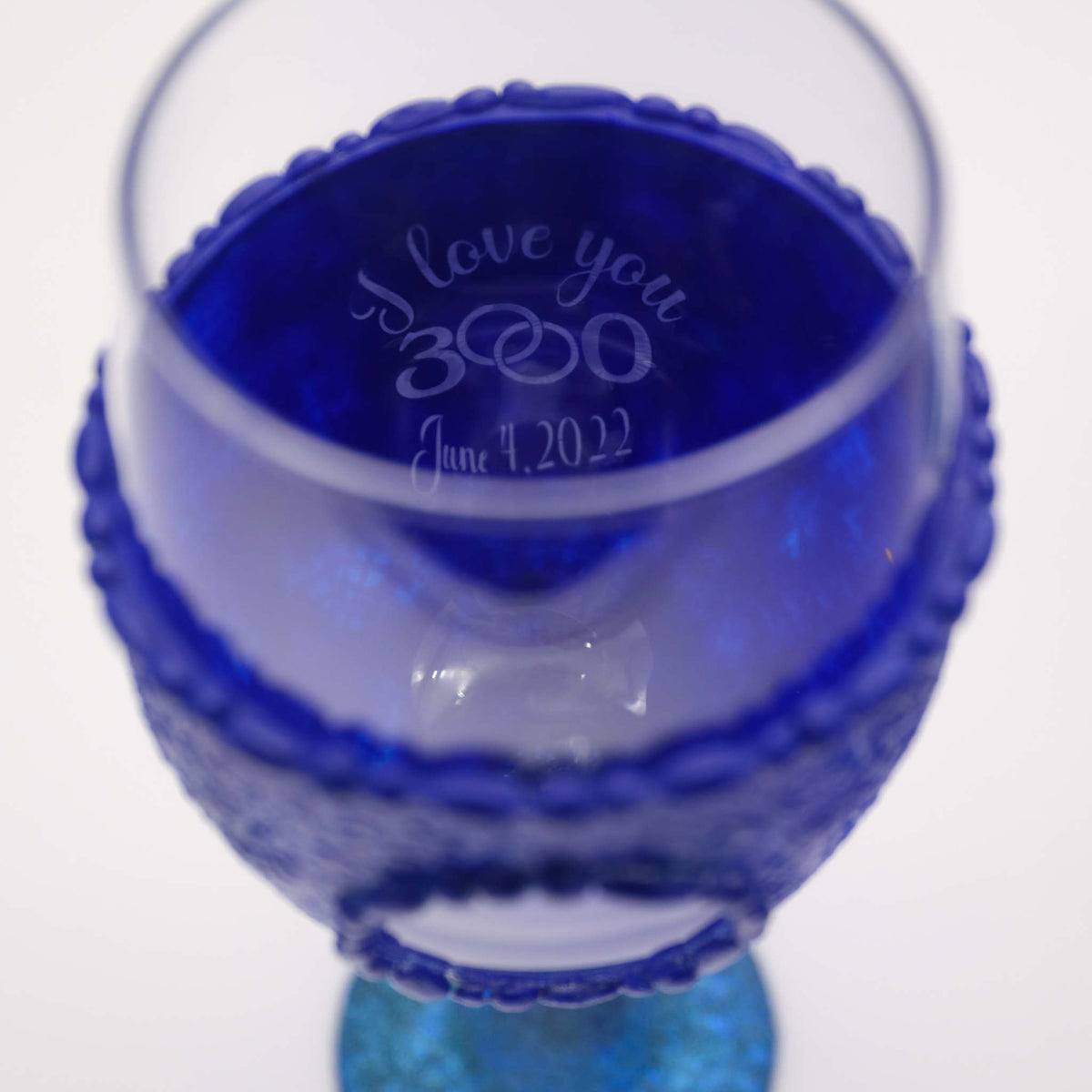 Sapphire Peek-a-Boo Blue Sculpted Wine Glasses