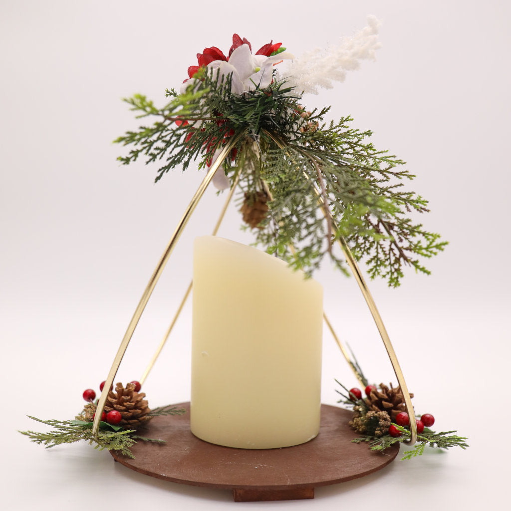 Winter Christmas Centerpiece with Flameless Candle