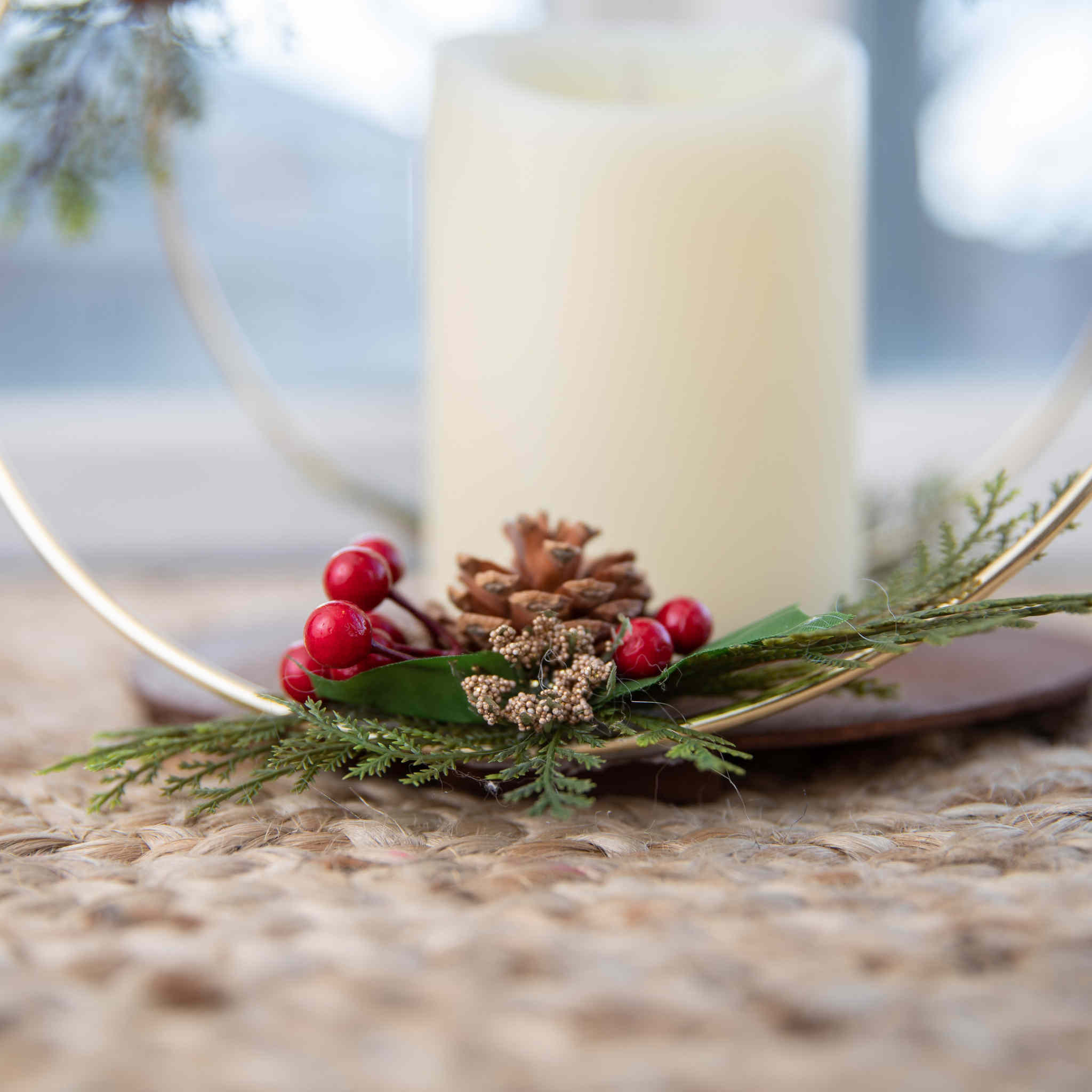 Winter Christmas Centerpiece with Flameless Candle - Darees Designs