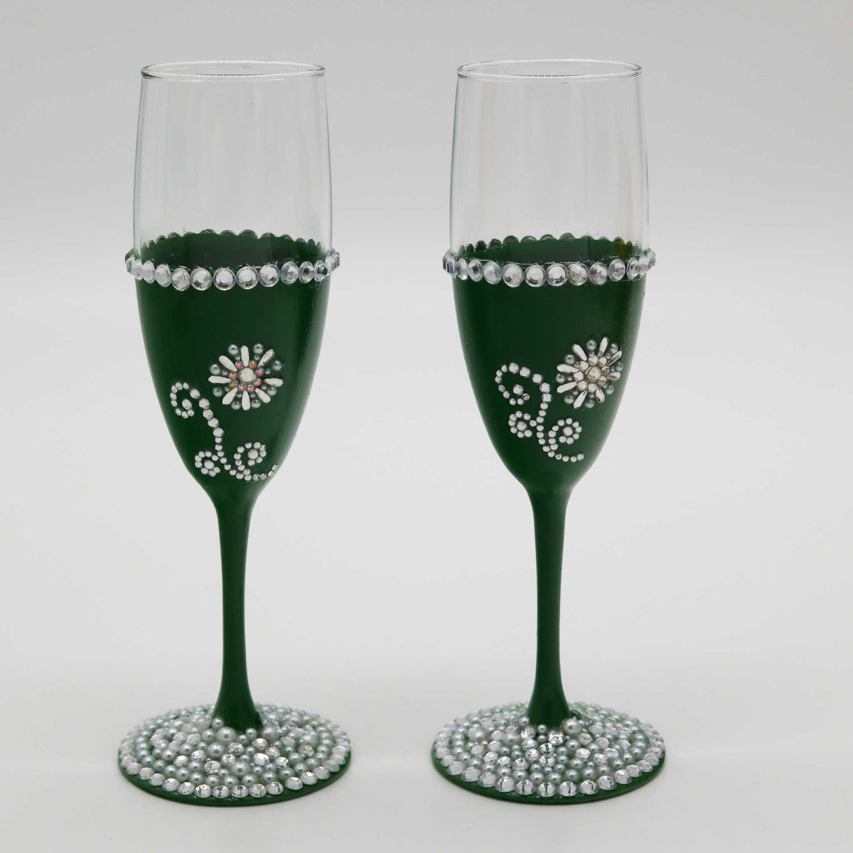 Green Sparkling Champagne Toasting Flute Set