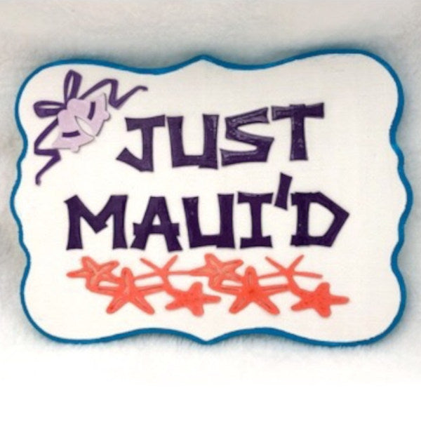 Bring Hawaiian flare to any wedding reception with our Just Maui&#39;D Sign. Sit it at your sweetheart table, near your seating cards, or on the bar. 