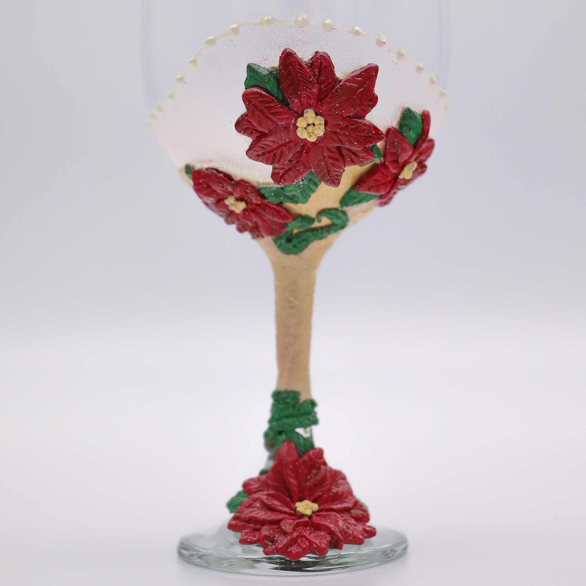 Pretty as a Poinsettia Wine Glass by Lolita