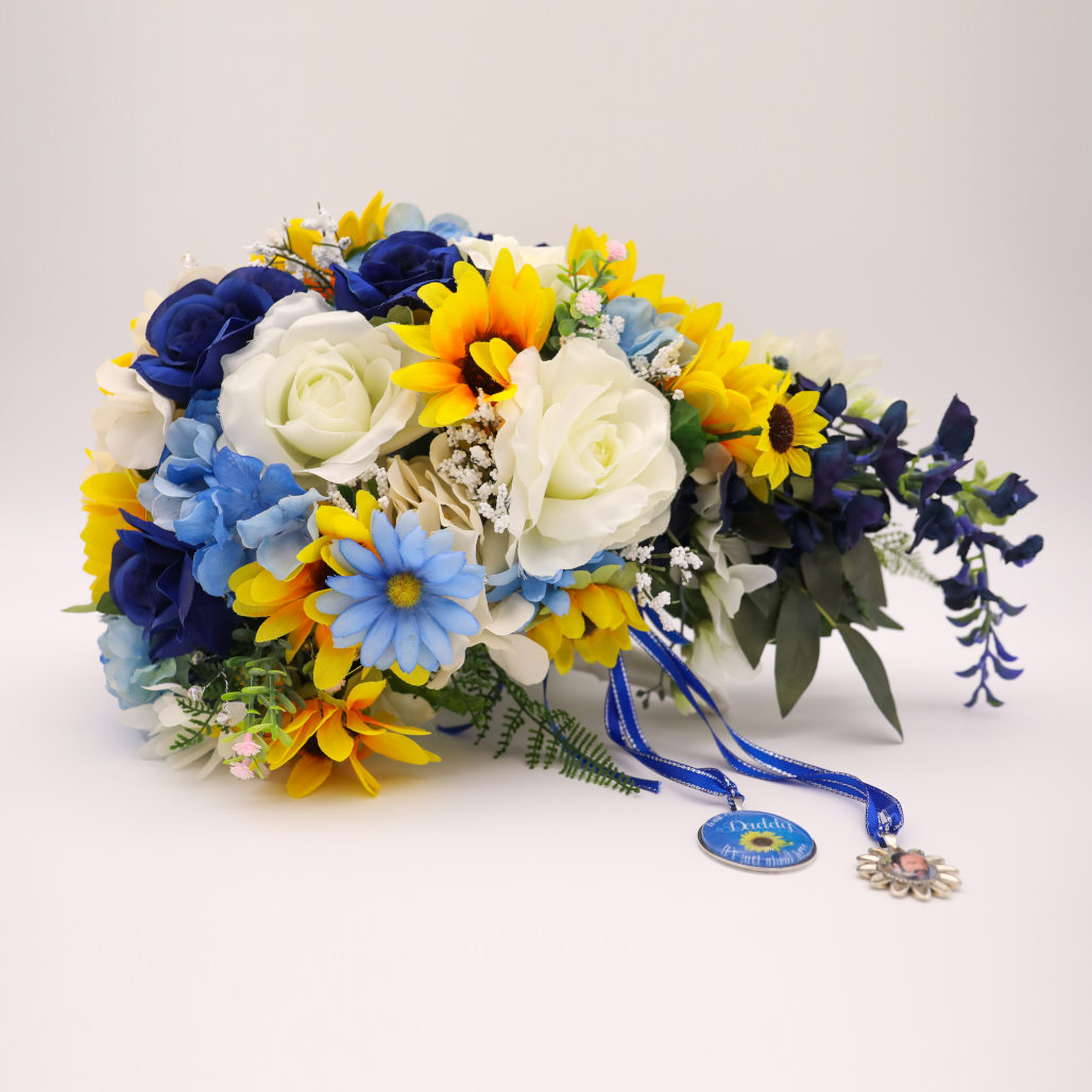 Extra Large Cascading Sunflower and Sapphire Bouquet