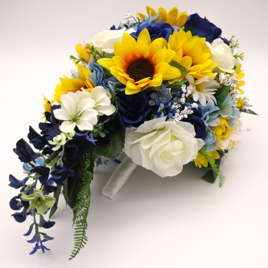 Extra Large Cascading Sunflower and Sapphire Bouquet