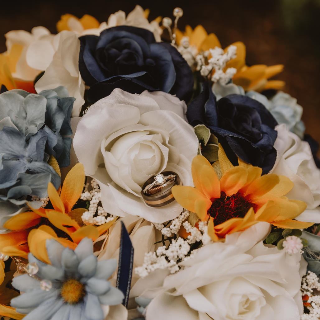 Extra Large Cascading Sunflower and Sapphire Bouquet