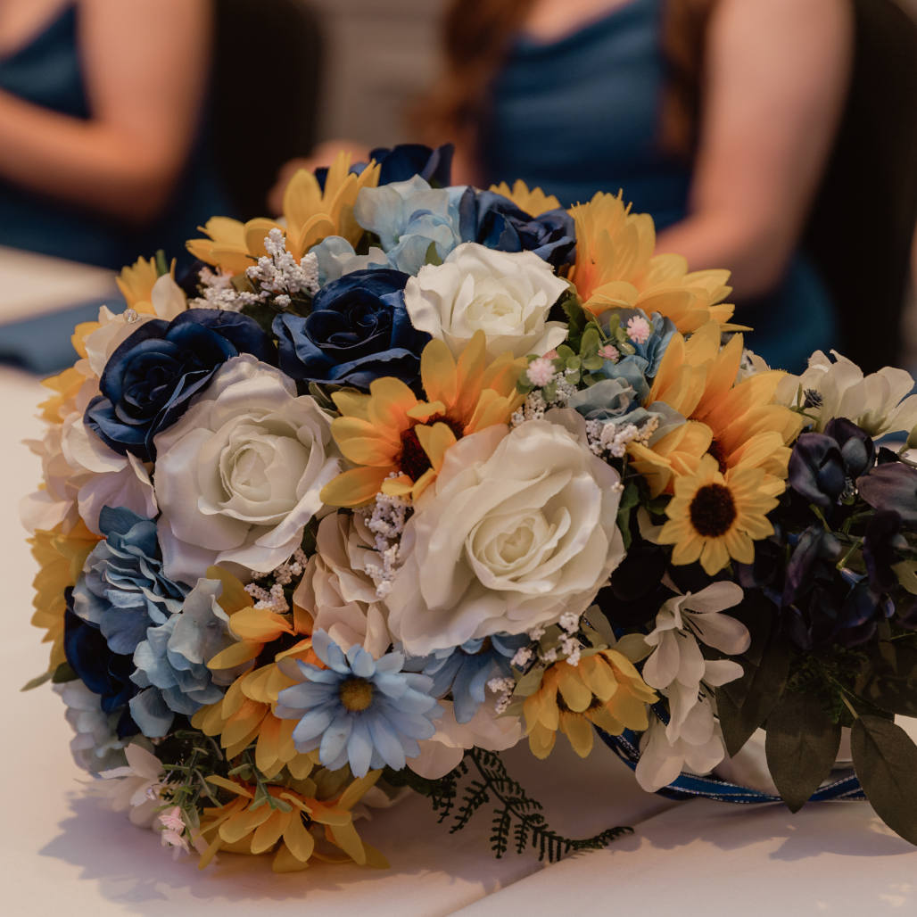 Extra Large Cascading Sunflower and Sapphire Bouquet