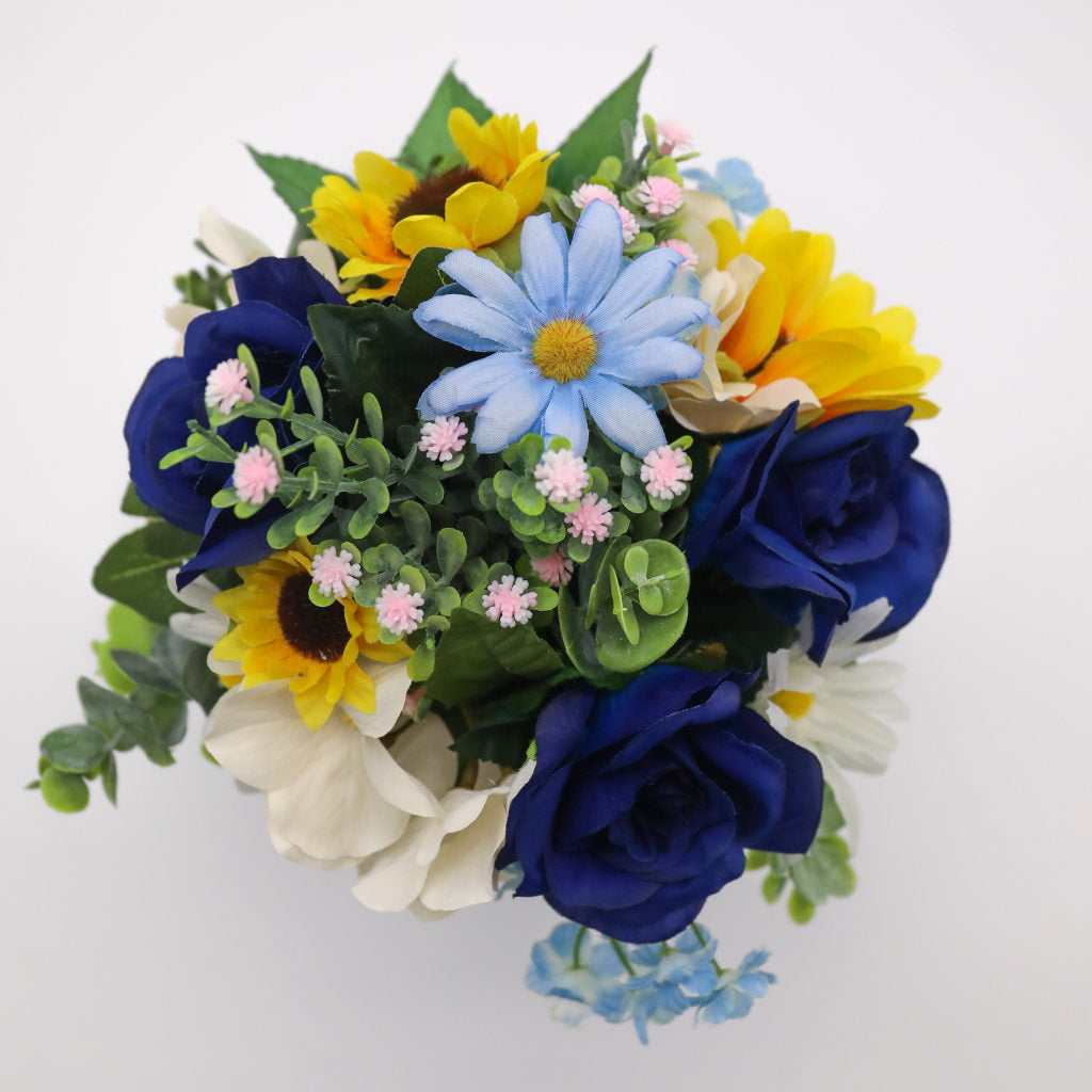 Extra Large Cascading Sunflower and Sapphire Bouquet