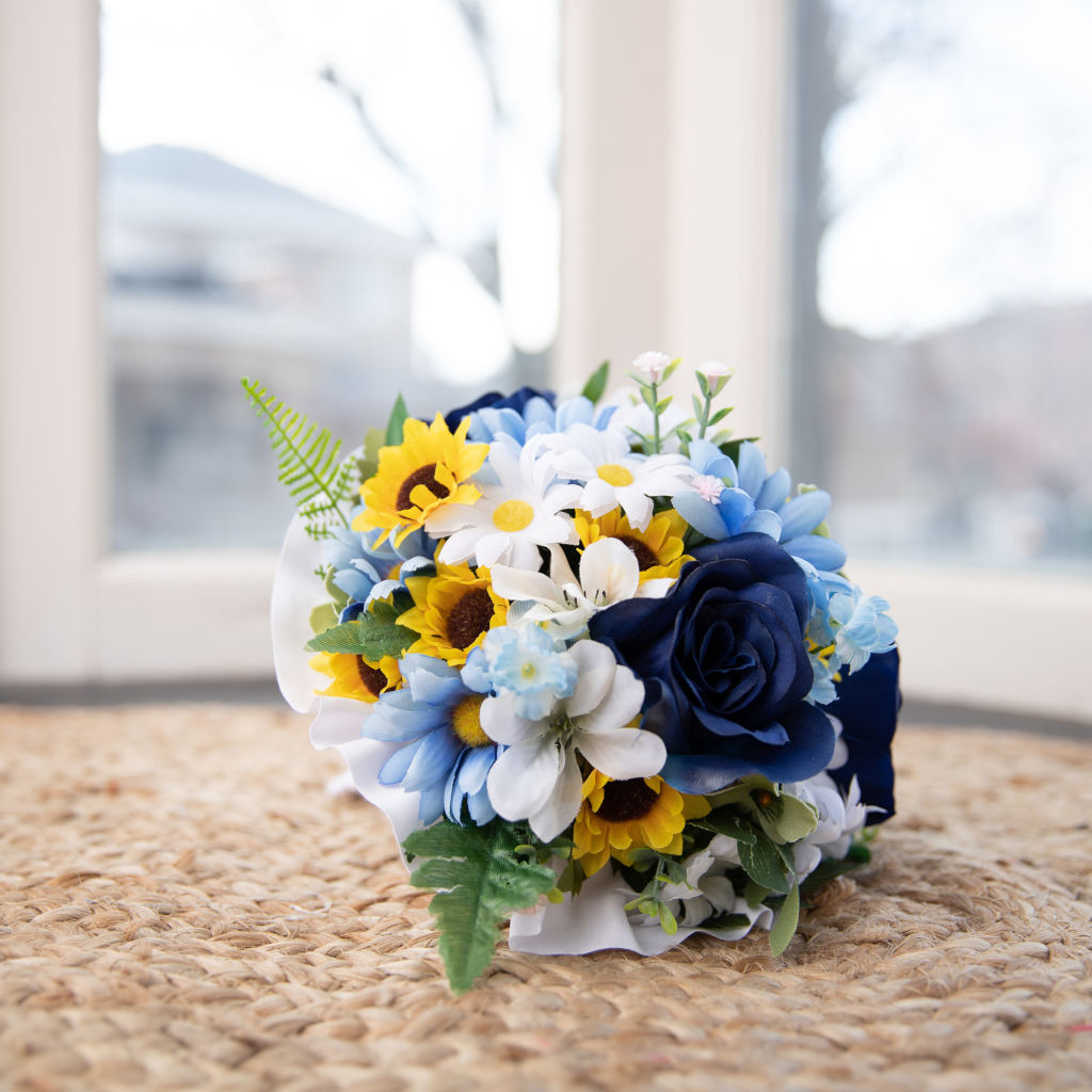 Extra Large Cascading Sunflower and Sapphire Bouquet