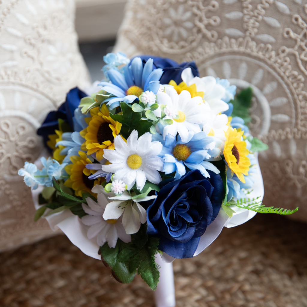 Extra Large Cascading Sunflower and Sapphire Bouquet